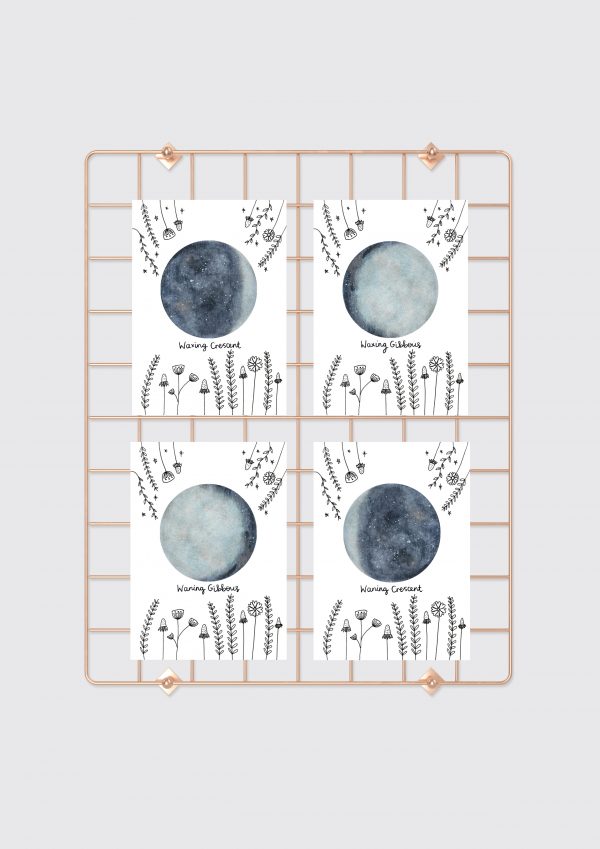 Moon phases set of 8 cards gift box