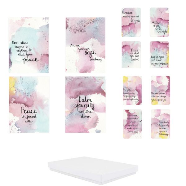 Positive pink gift box 4 postcards 8 stickers